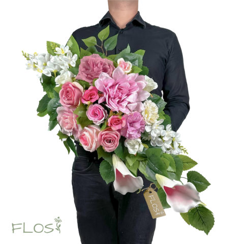 Stroik, wiązanka Rosa - różowe kwiaty małe i duże - 01