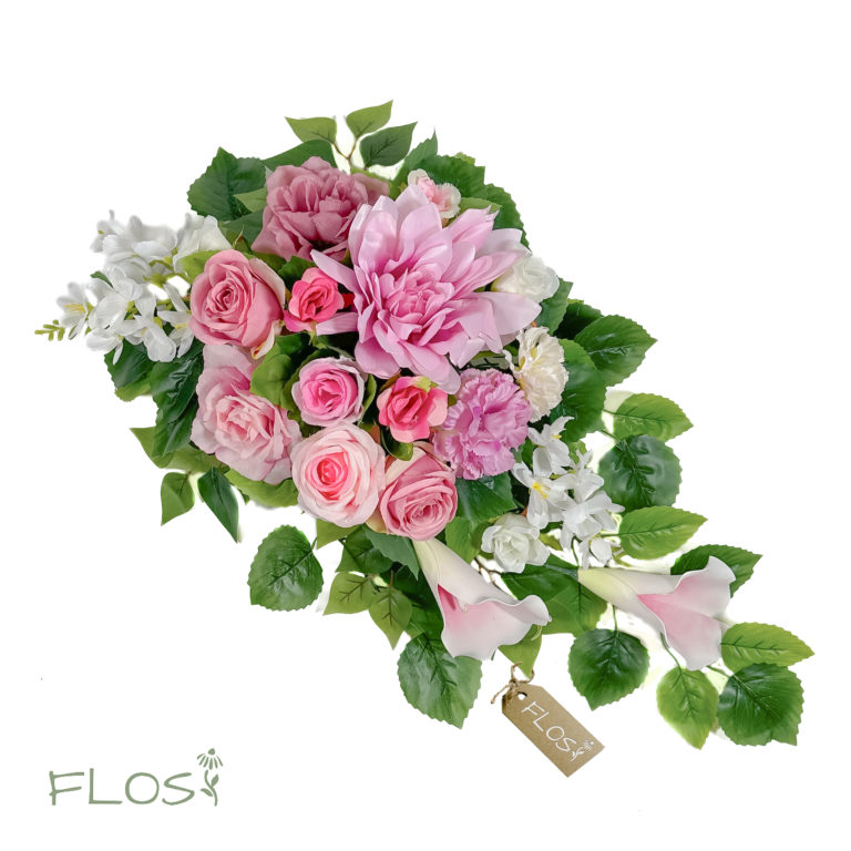 Stroik, wiązanka Rosa - różowe kwiaty małe i duże - 03